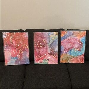 Abstract Art Canvas Set with Gold Accents